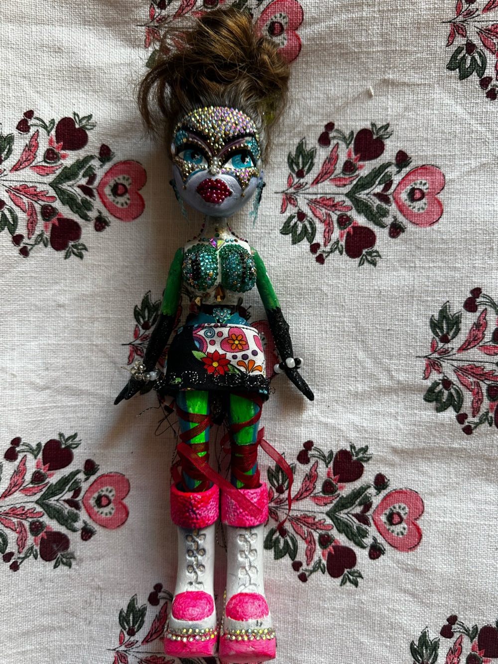 Embellished Decorative Doll with Green Limbs and Pink Boots ~ DOJA BRAT
